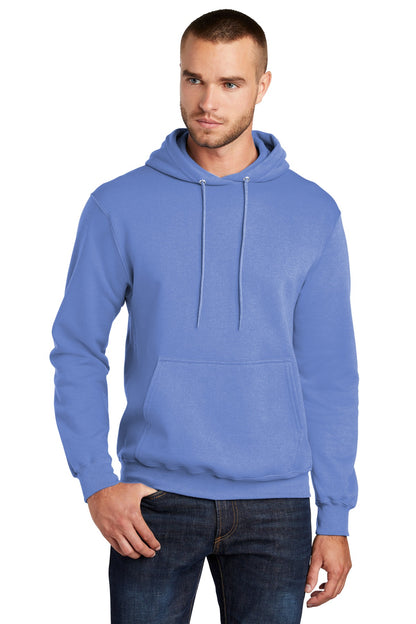Front View of Carolina Blue Port & Co Core Fleece Pullover Hooded Sweatshirt. PC78H plain
