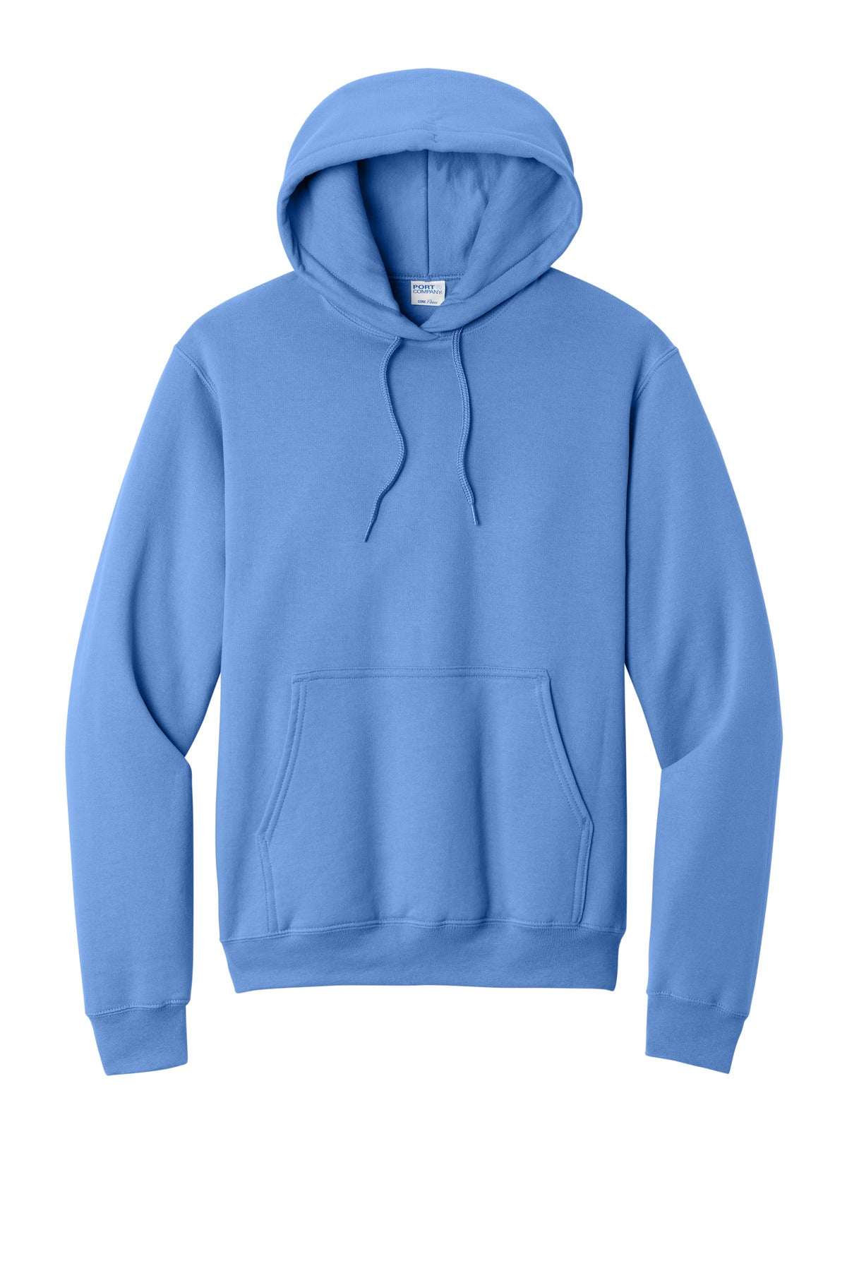 Front View of Carolina Blue Port & Co Core Fleece Pullover Hooded Sweatshirt. PC78H plain