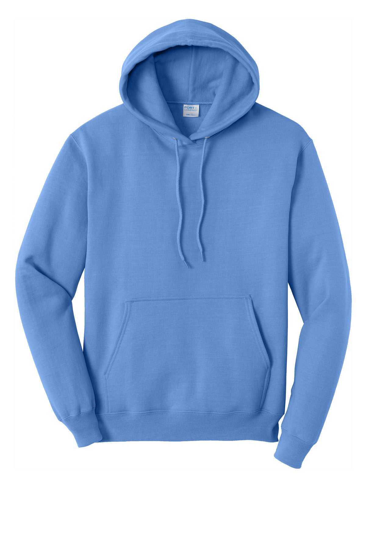 Front View of Carolina Blue Port & Co Core Fleece Pullover Hooded Sweatshirt. PC78H