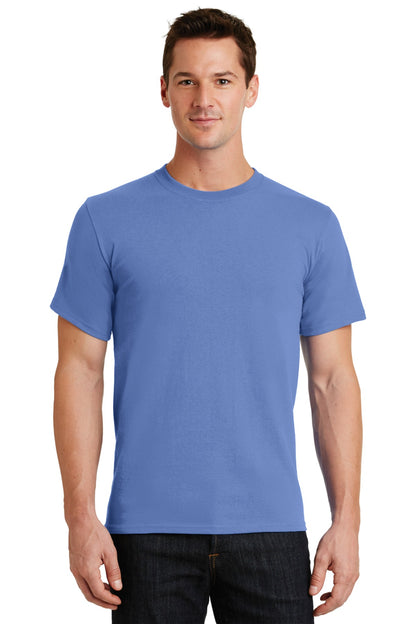 Front View of Carolina Blue Port & Co Essential Tee. PC61 plain
