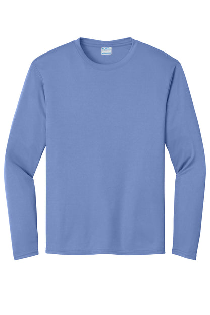 Front View of Carolina Blue Port & Co Long Sleeve Performance Tee. PC380LS plain