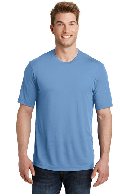 Front View of Carolina Blue Sport-Tek PosiCharge Competitor Cotton Touch Tee. ST450 plain