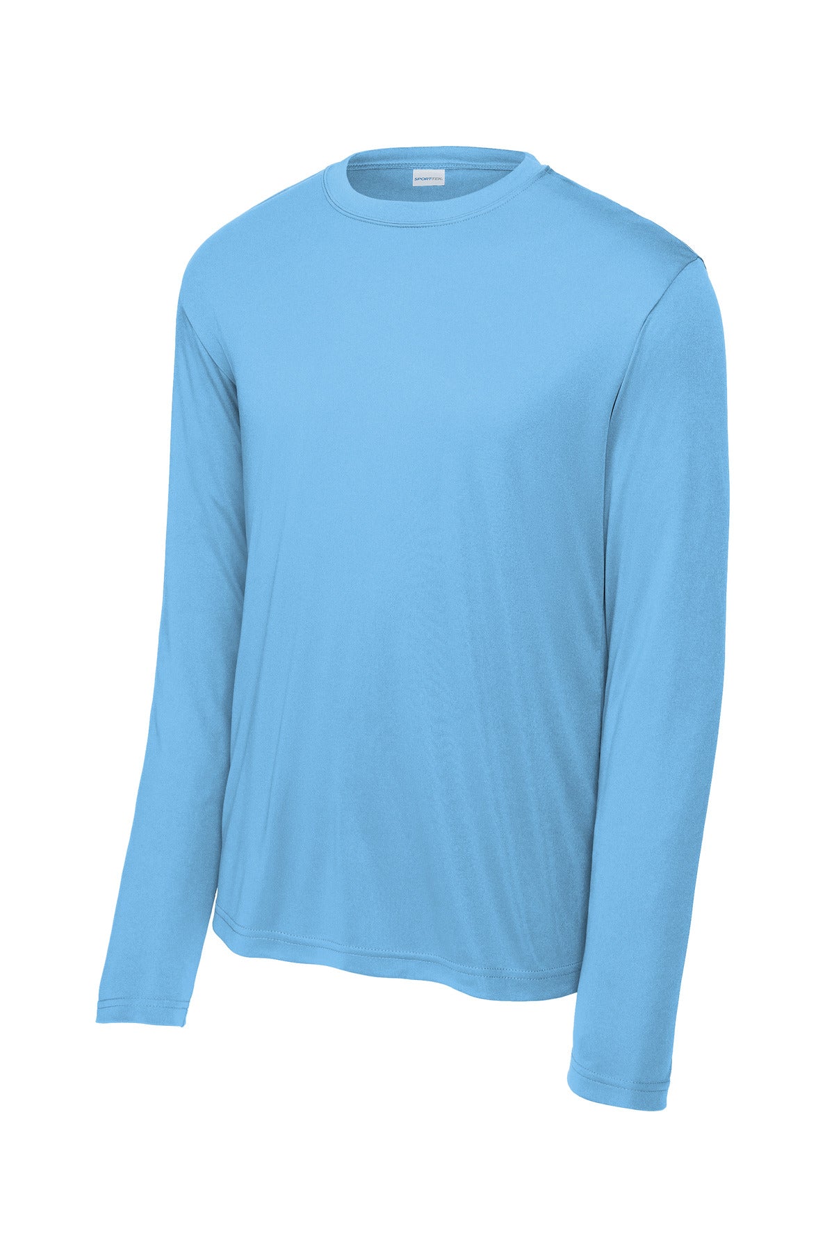 Front View of Carolina Blue Sport-Tek Tall Long Sleeve PosiCharge Competitor Tee. TST350LS plain