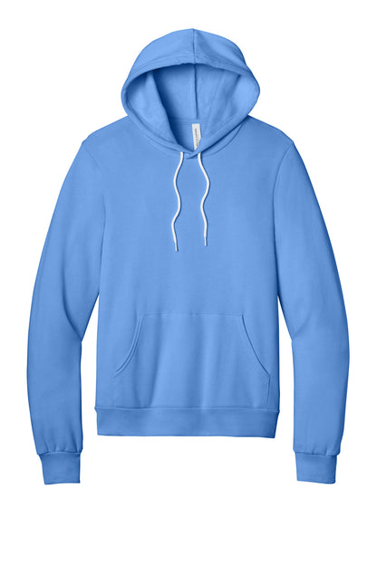 Front View of CarolinaBl BELLA+CANVAS Unisex Sponge Fleece Pullover Hoodie. BC3719 plain