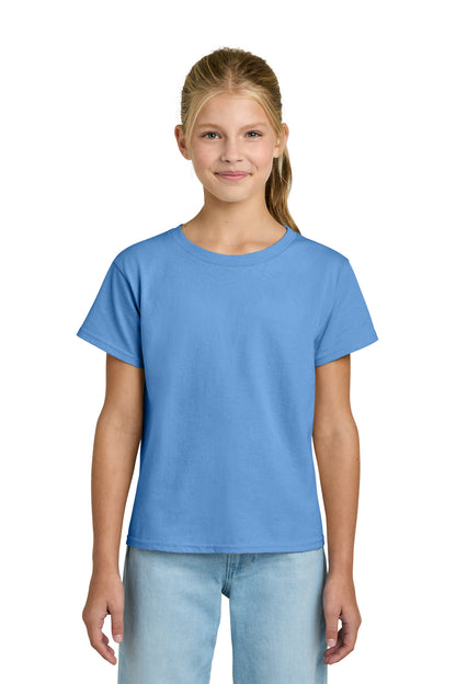 Front View of CarolinaBl Gildan Youth Light Cotton Tee 3000B plain