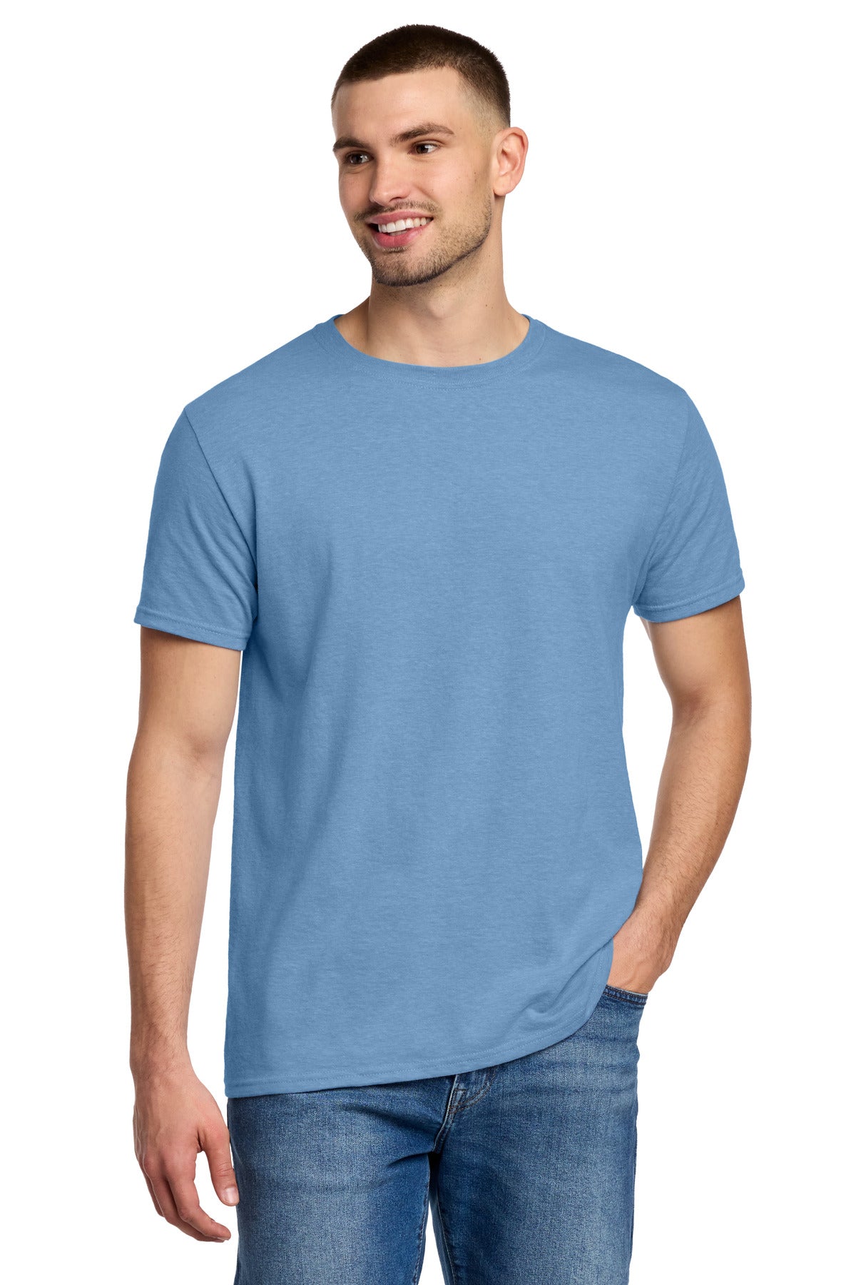 Front View of CarolnaHtr Jerzees Premium Blend Ring Spun T-Shirt 560M plain