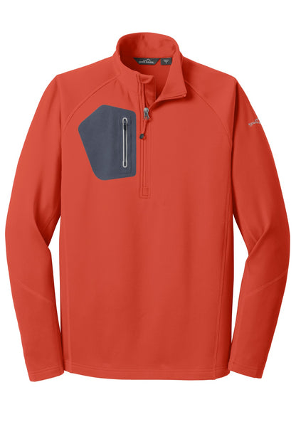 Front View of Cayenne Eddie Bauer 1/2-Zip Performance Fleece. EB234 plain