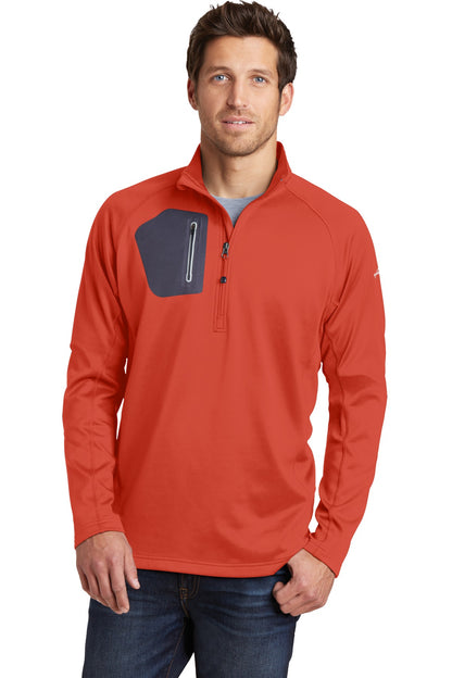 Front View of Cayenne Eddie Bauer 1/2-Zip Performance Fleece. EB234 plain
