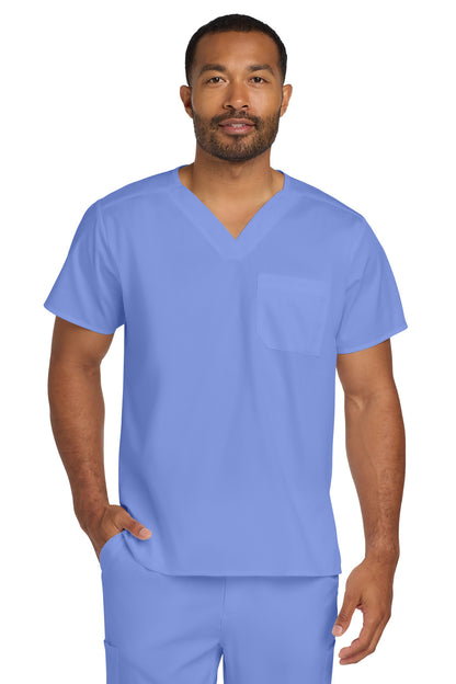 Front View of Ceil Wink Unisex WorkFlex Chest Pocket V-Neck Top WW3160 plain