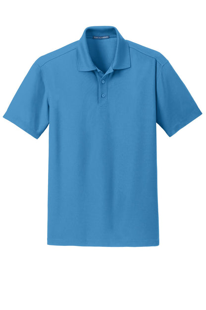 Front View of Celadon Blue Port Authority Dry Zone Grid Polo. K572 plain