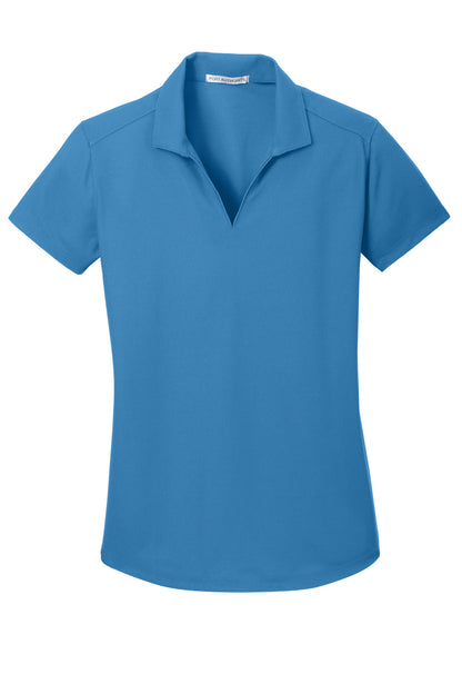 Front View of Celadon Blue Port Authority Women's Dry Zone Grid Polo. L572 plain