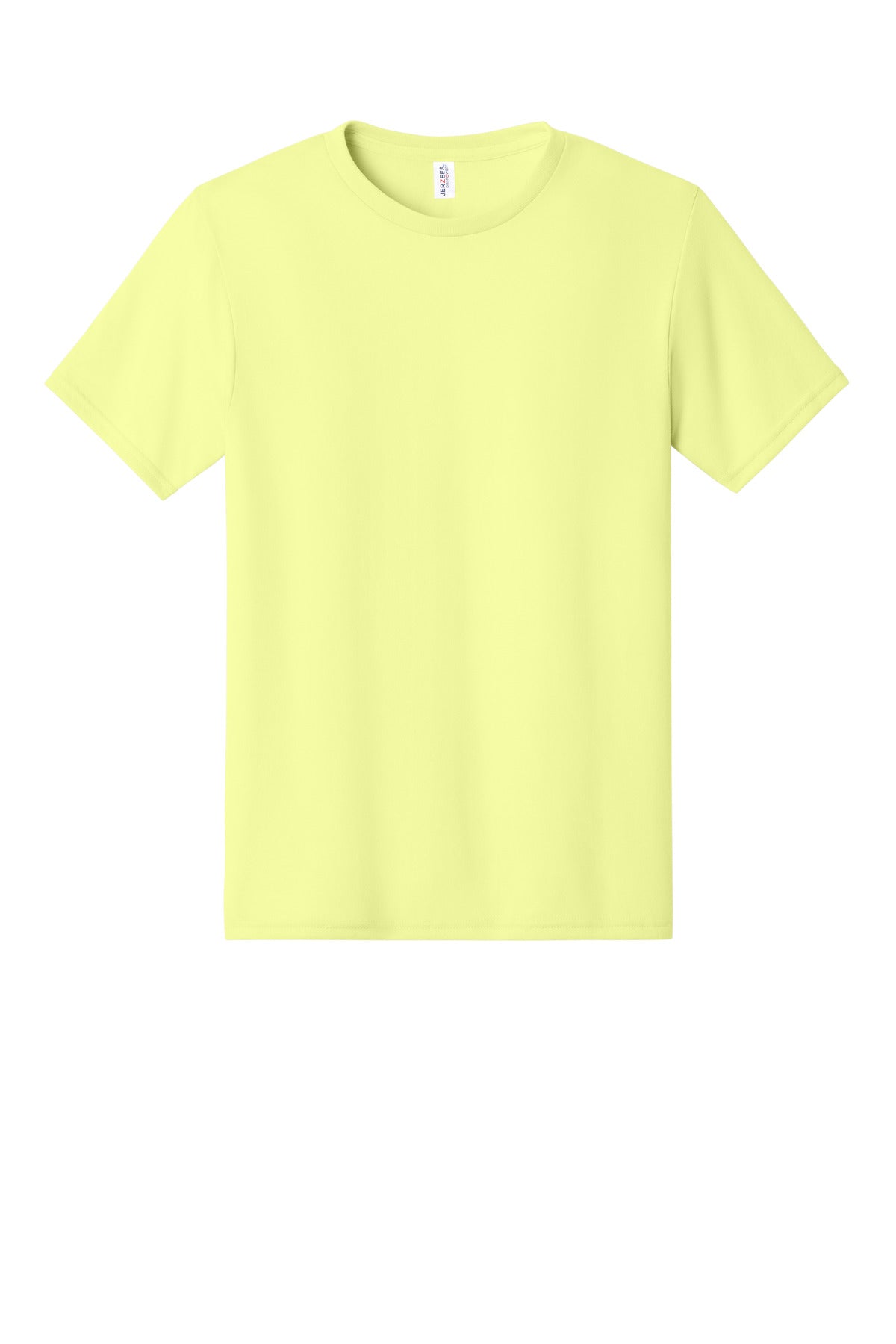 Front View of CelryJuice Jerzees Dri-Power 100% Polyester T-Shirt. 21M plain