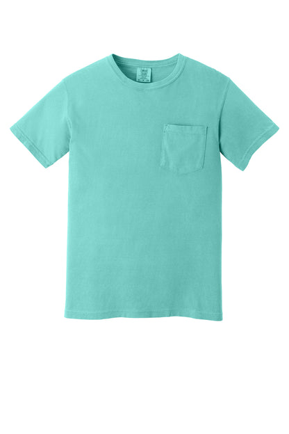 Front View of Chalky Mint COMFORT COLORS Heavyweight Ring Spun Pocket Tee. 6030 plain
