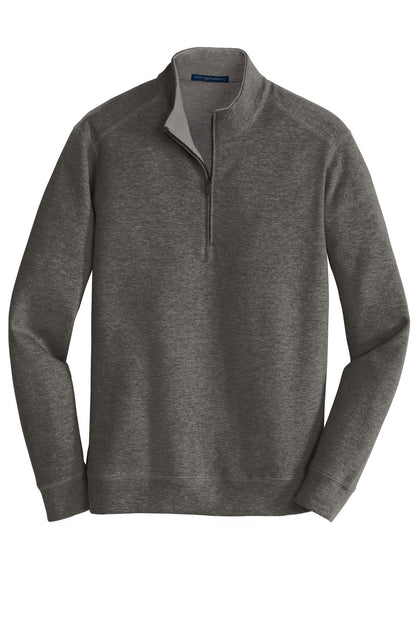 Front View of Char He/MH Gry Port Authority Interlock 1/4-Zip. K807 plain