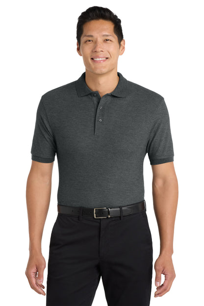 Front View of Char Hthr Grey Port Authority Silk Touch Polo K500 plain
