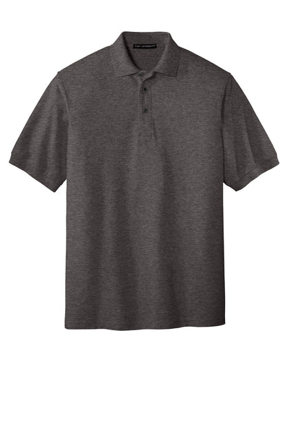 Front View of Char Hthr Grey Port Authority Silk Touch Polo K500 plain
