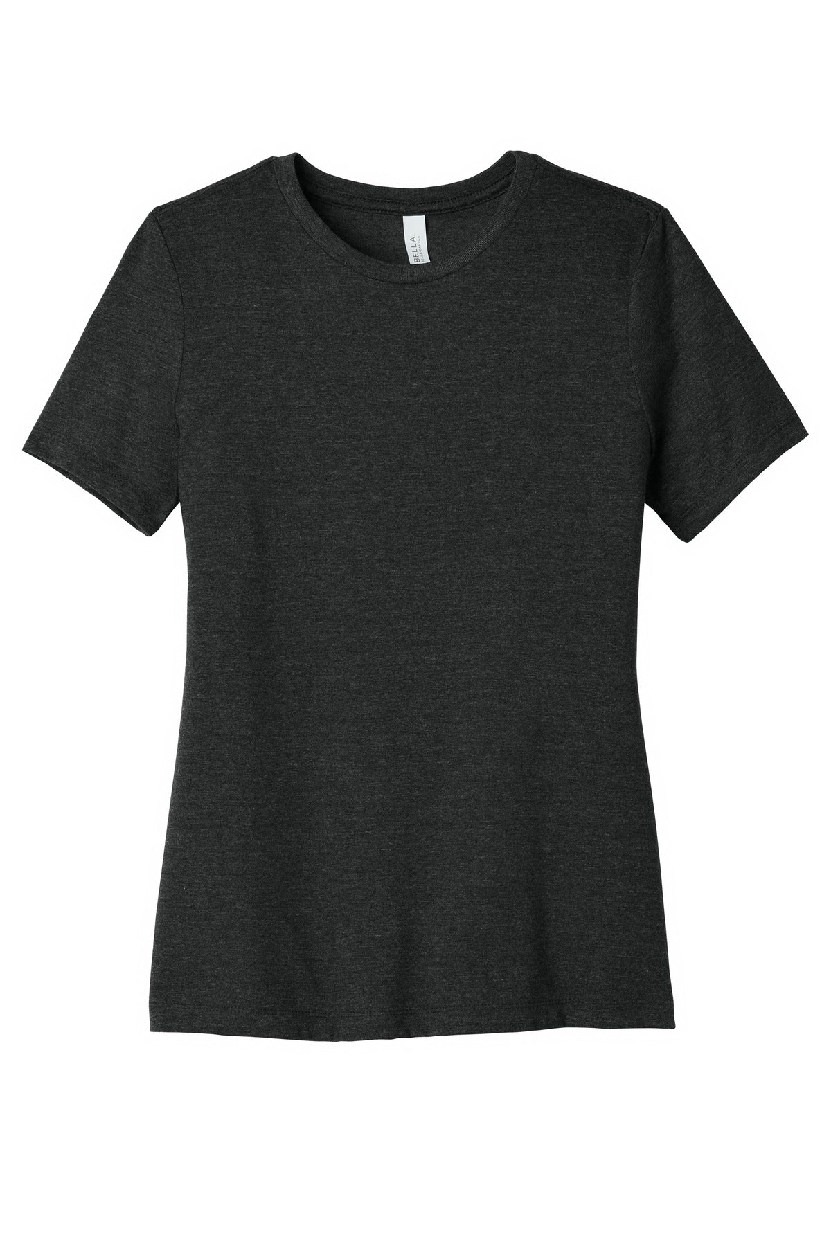 Front View of CharBlkTB BELLA+CANVAS Women's Relaxed Triblend Tee BC6413 plain