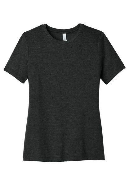 Front View of CharBlkTB BELLA+CANVAS Women's Relaxed Triblend Tee BC6413 plain
