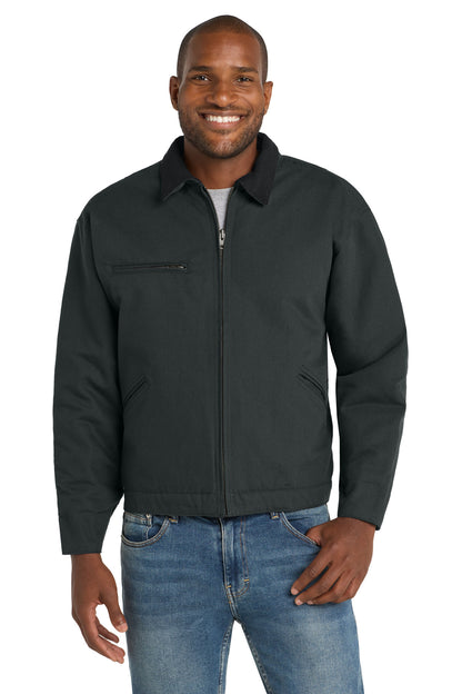 Front View of Charcoal CornerStone - Duck Cloth Work Jacket. J763 plain