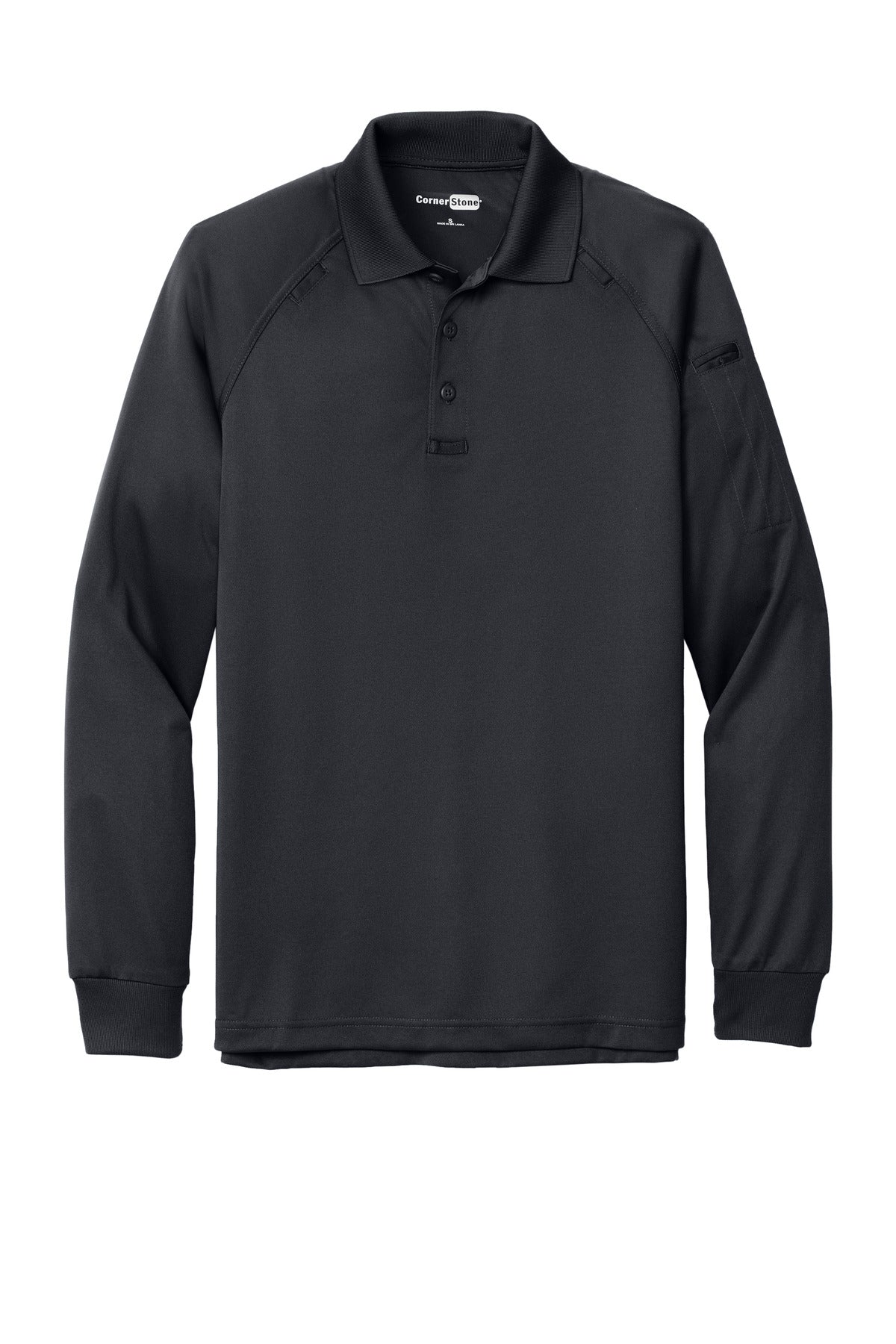 Front View of Charcoal CornerStone - Select Long Sleeve Snag-Proof Tactical Polo. CS410LS plain