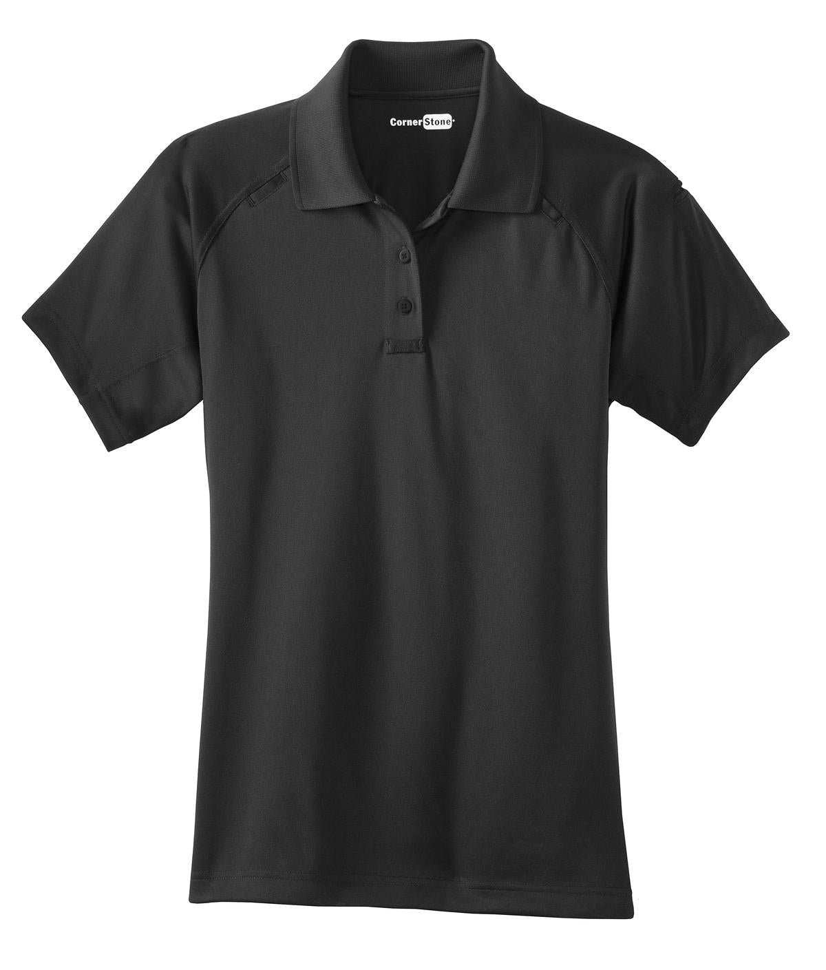 Front View of Charcoal CornerStone Women's Select Snag-Proof Tactical Polo. CS411 plain