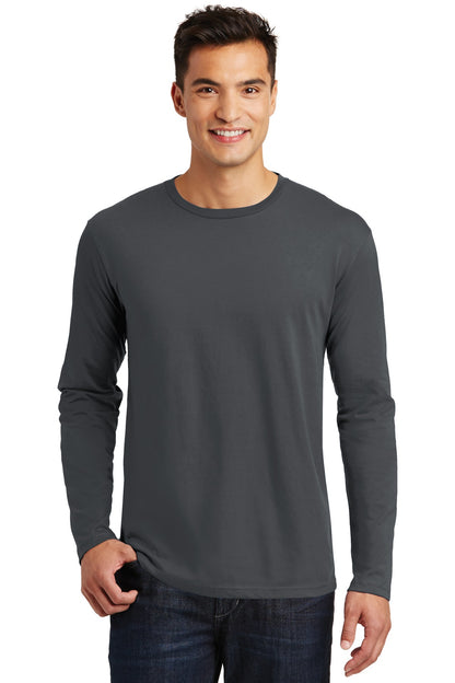 Front View of Charcoal District Perfect Weight Long Sleeve Tee. DT105 plain