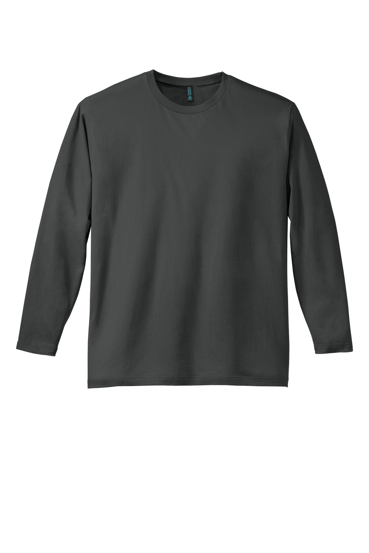 Front View of Charcoal District Perfect Weight Long Sleeve Tee. DT105 plain