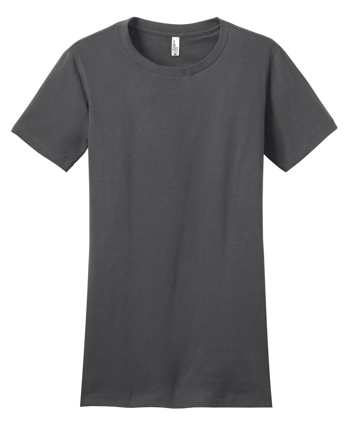 Front View of Charcoal District Women's Fitted The Concert Tee DT5001 plain