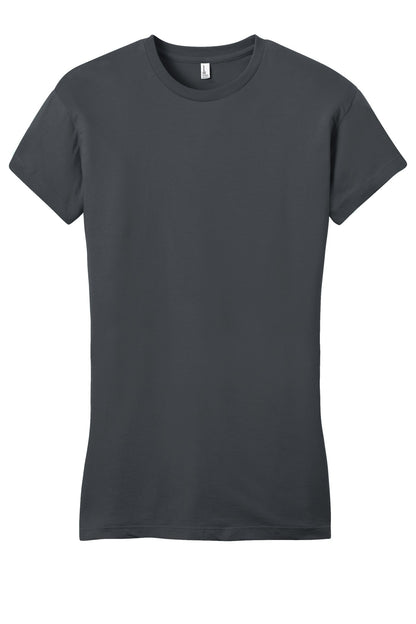 Front View of Charcoal District Women's Fitted Very Important Tee . DT6001 plain