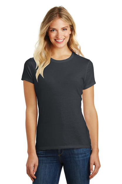 Front View of Charcoal District Women's Perfect Blend CVC Tee. DM108L plain
