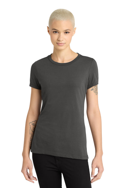 Front View of Charcoal District Women's Perfect Blend CVC Tee. DM108L plain