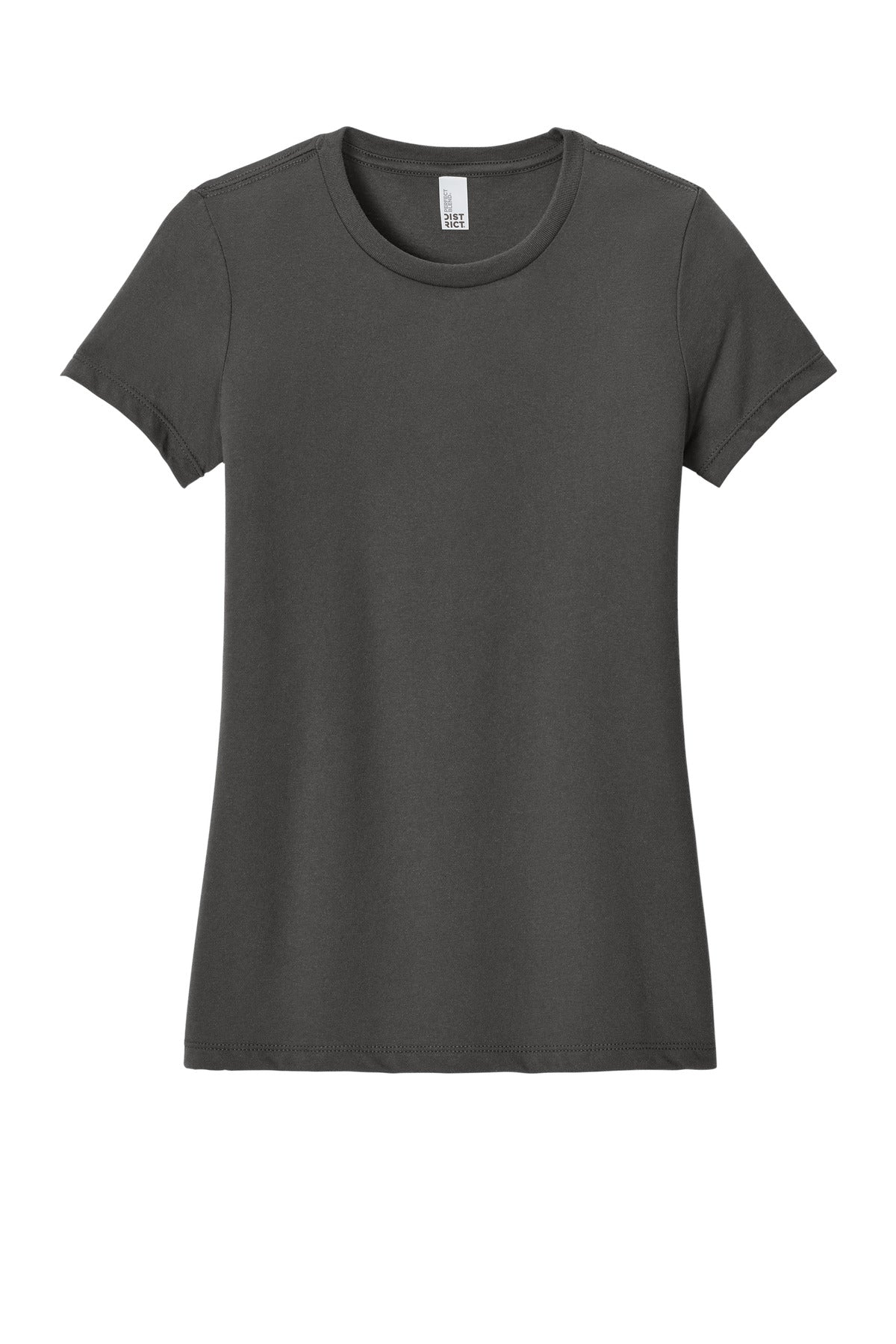 Front View of Charcoal District Women's Perfect Blend CVC Tee. DM108L plain