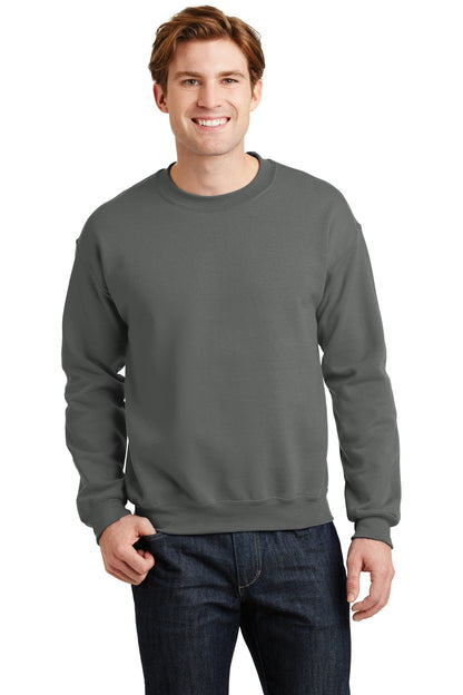 Front View of Charcoal Gildan Heavy Blend Crewneck Sweatshirt. 18000 plain
