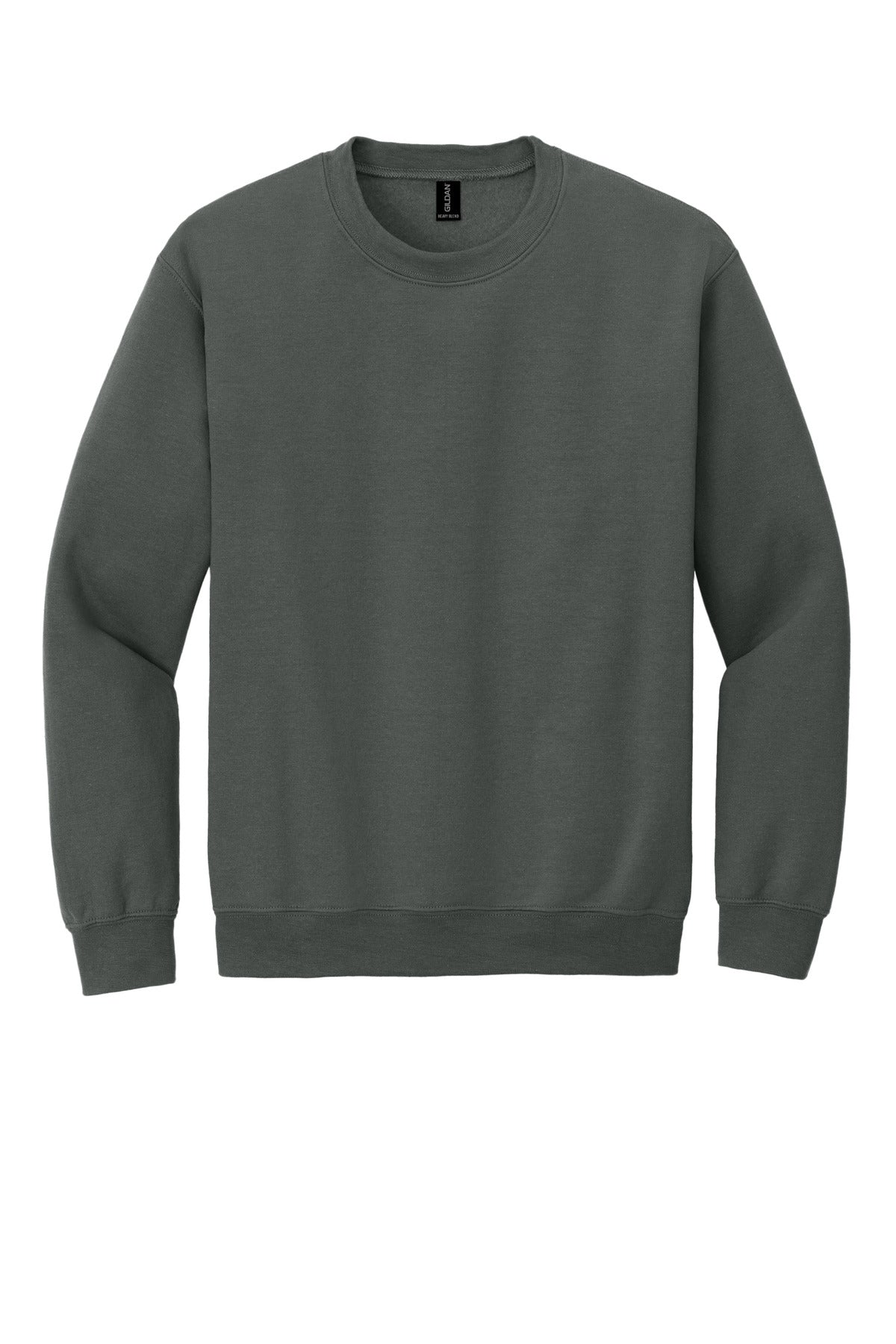 Front View of Charcoal Gildan Heavy Blend Crewneck Sweatshirt. 18000 plain