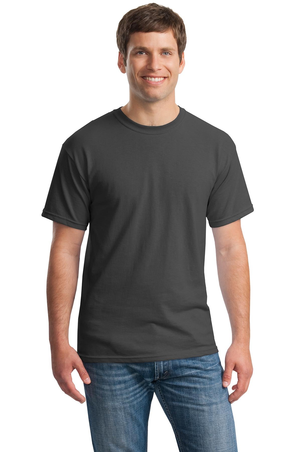 Front View of Charcoal Gildan - Heavy Cotton 100% Cotton T-Shirt. 5000 plain