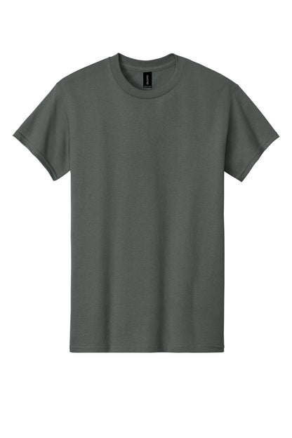 Front View of Charcoal Gildan - Heavy Cotton 100% Cotton T-Shirt. 5000 plain