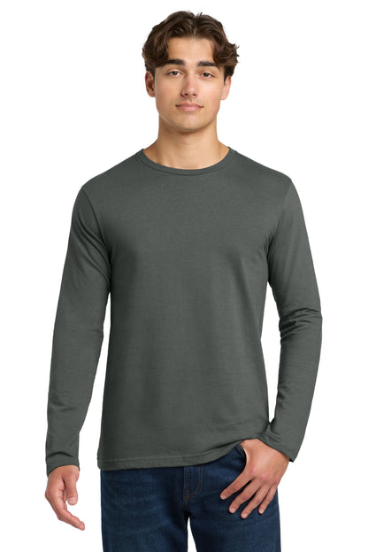 Front View of Charcoal Gildan Softstyle Long Sleeve T-Shirt. 64400 plain