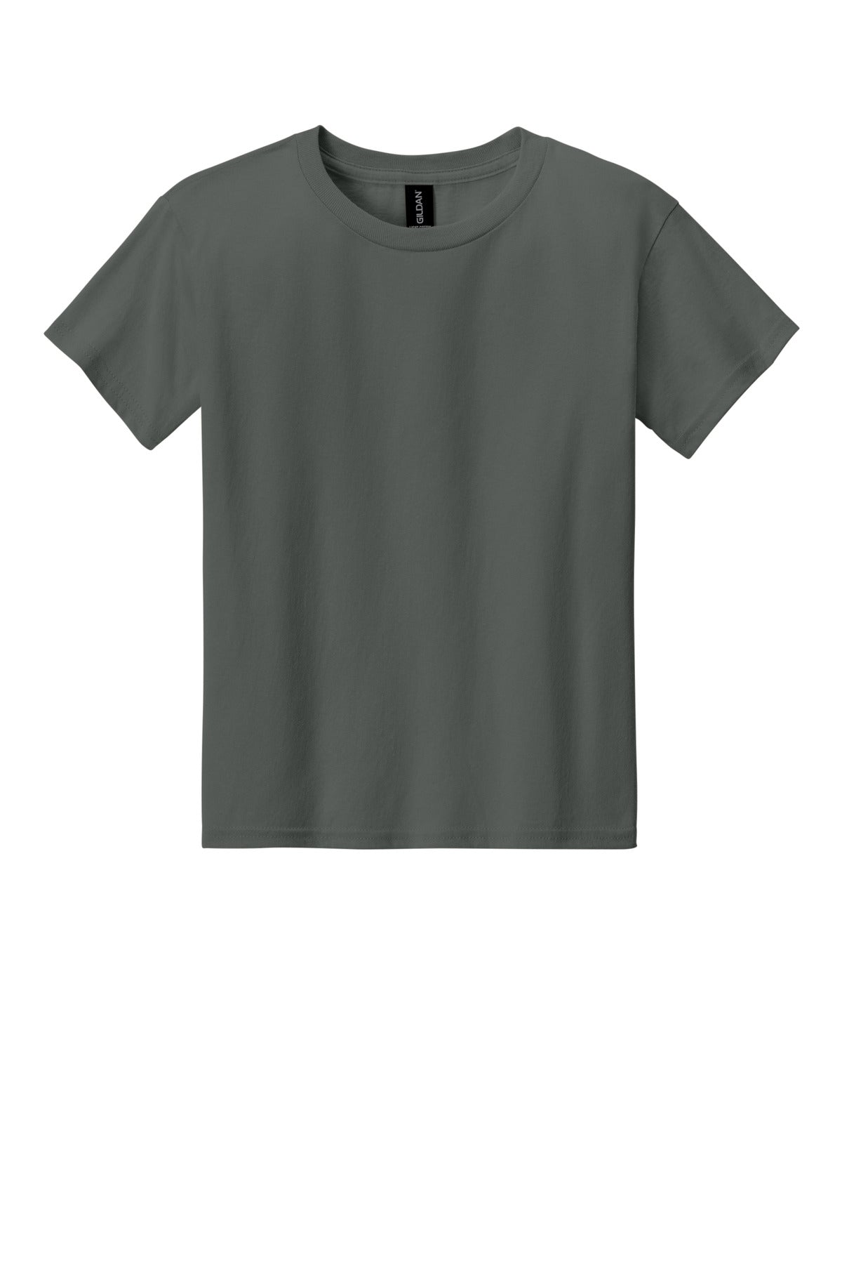 Front View of Charcoal Gildan Youth Light Cotton Tee 3000B plain