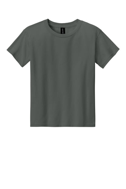 Front View of Charcoal Gildan Youth Light Cotton Tee 3000B plain