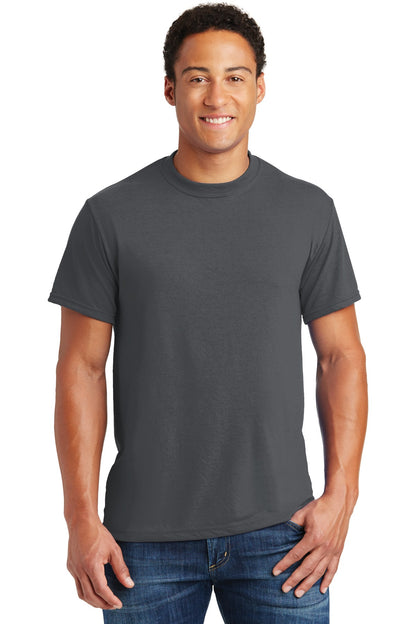Front View of Charcoal Grey Jerzees Dri-Power 100% Polyester T-Shirt. 21M plain