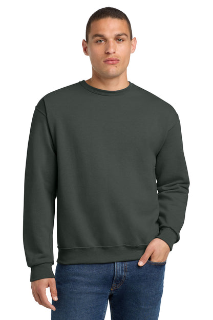 Front View of Charcoal Grey Jerzees - NuBlend Crewneck Sweatshirt. 562M plain