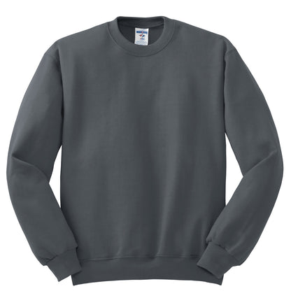 Front View of Charcoal Grey Jerzees - NuBlend Crewneck Sweatshirt. 562M plain
