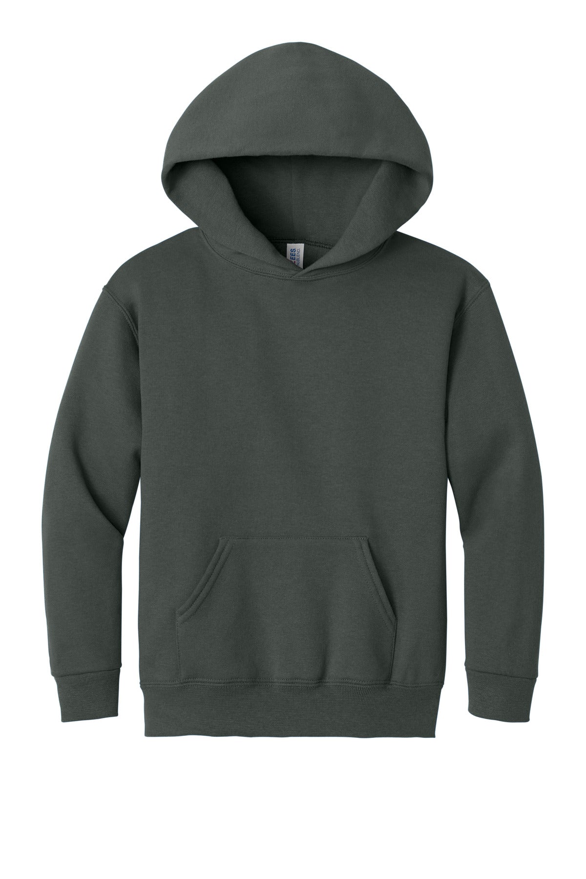 Front View of Charcoal Grey Jerzees - Youth NuBlend Pullover Hooded Sweatshirt. 996Y plain