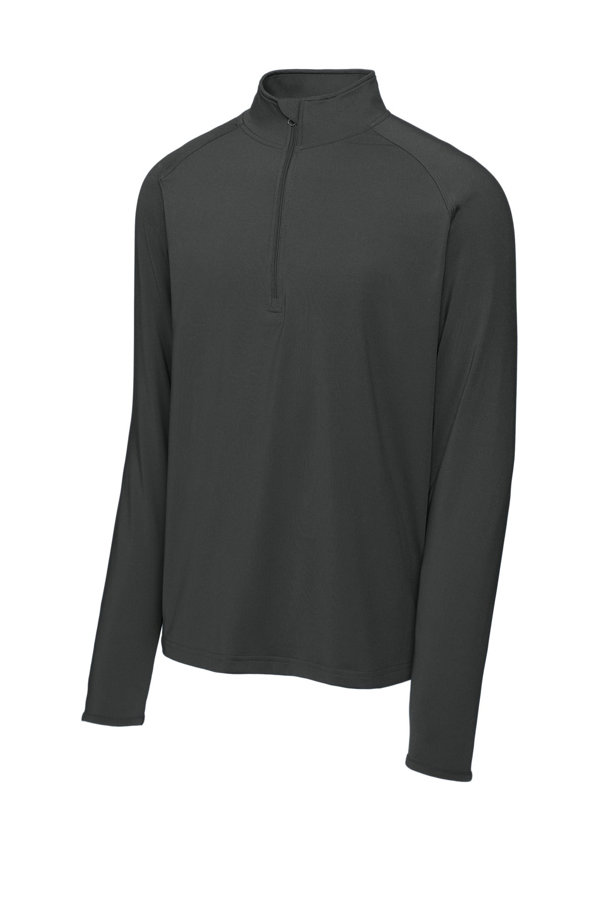Front View of Charcoal Grey Sport-Tek Sport-Wick Stretch 1/4-Zip Pullover. ST850 plain