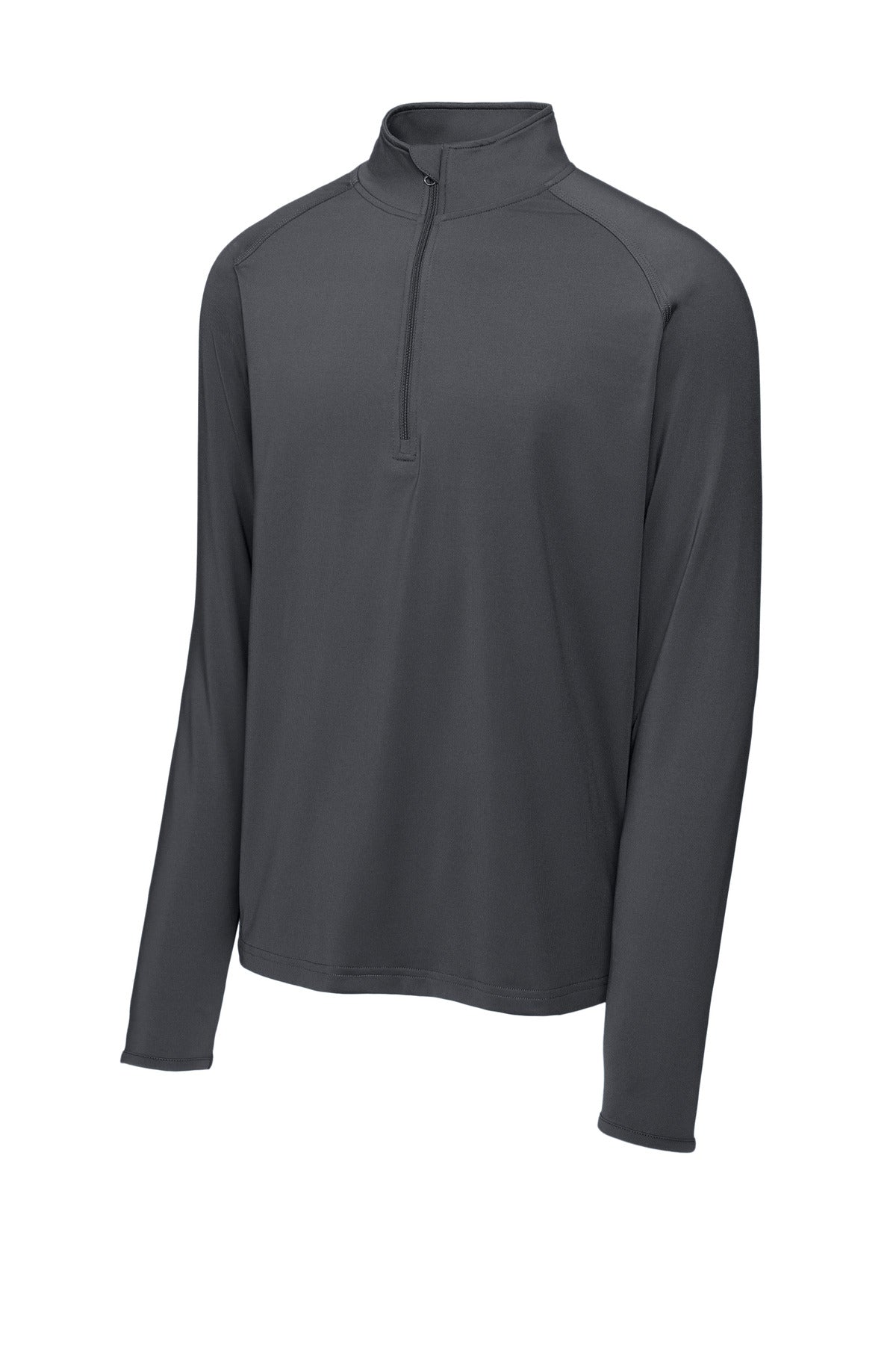 Front View of Charcoal Grey Sport-Tek Sport-Wick Stretch 1/4-Zip Pullover. ST850 plain