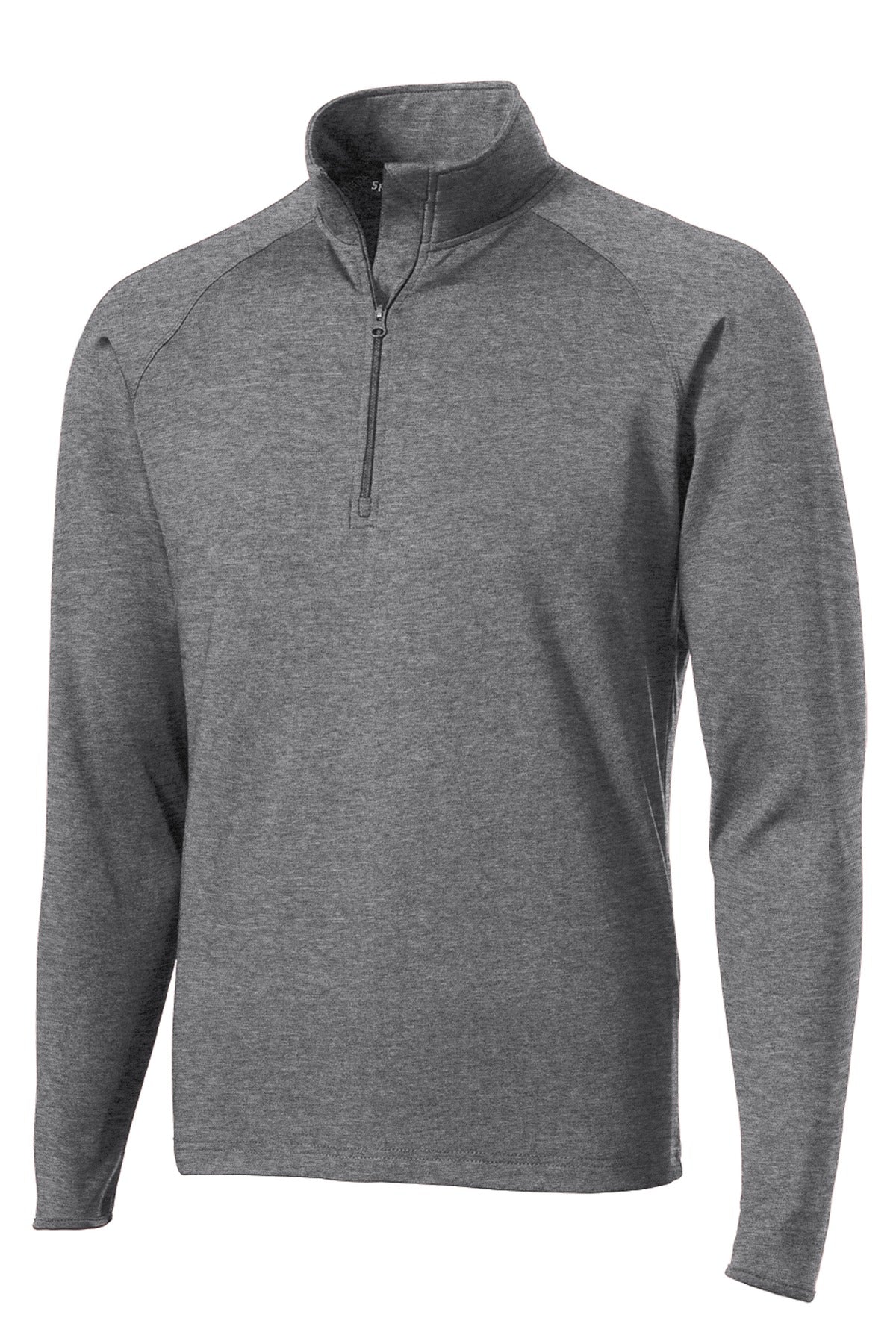 Front View of Charcoal Gy He Sport-Tek Sport-Wick Stretch 1/4-Zip Pullover. ST850 plain