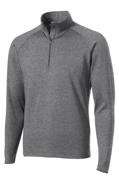 Front View of Charcoal Gy He Sport-Tek Sport-Wick Stretch 1/4-Zip Pullover. ST850 plain