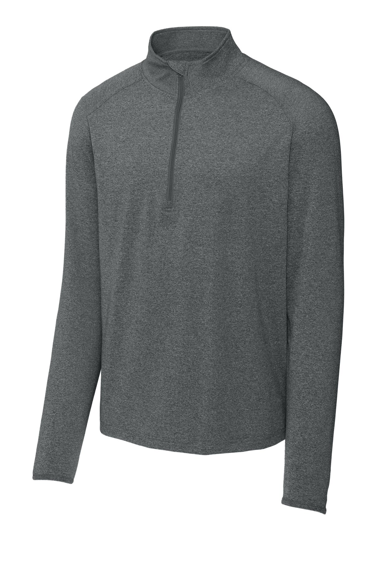 Front View of Charcoal Gy He Sport-Tek Sport-Wick Stretch 1/4-Zip Pullover. ST850 plain
