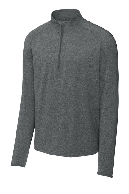 Front View of Charcoal Gy He Sport-Tek Sport-Wick Stretch 1/4-Zip Pullover. ST850 plain
