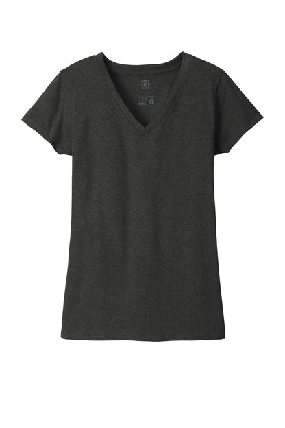 Front View of Charcoal Hthr District Women's Re-Tee V-Neck DT8001 plain